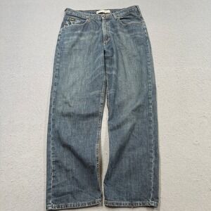 Lee Jeans Men's 36x32 Blue Denim Relaxed Straight Leg Cotton Medium Wash Retro